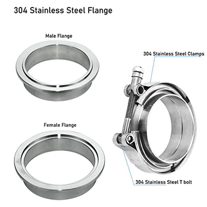AKIHISA 3 Inch, V Band Clamp with Flange Male Female, 304 Stainless Steel, Compatible for Exhaust System, Turbocharger, Downpipe, Muffler1Pcs, 1Pcs - size: 3.0"(76mm)