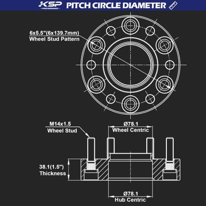 KSP 1.5in 6X139.7 Wheel Spacers for Silverado Sierra 1500,Hubcentric Spacer - color: blue, size: 1.5"-6x5.5-4pcs