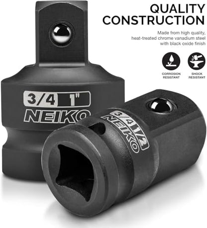 NEIKO 30223A 8 PC Impact Socket Adapter Set, Standard SAE Size, Cr-V Steel, Impact Driver & Wrench Conversion Kit, Locking Impact Socket Adapters & Reducer Set, Ball Detent, 1/4”, 3/8”, 1/2", 3/4”, 1” - size: 8-Pc, style: Adapter Reducer
