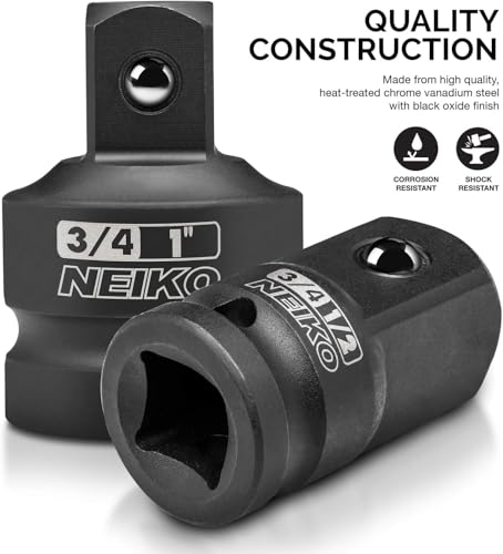 NEIKO 30223A 8 PC Impact Socket Adapter Set, Standard SAE Size, Cr-V Steel, Impact Driver & Wrench Conversion Kit, Locking Impact Socket Adapters & Reducer Set, Ball Detent, 1/4”, 3/8”, 1/2", 3/4”, 1” - size: 8-Pc, style: Adapter Reducer