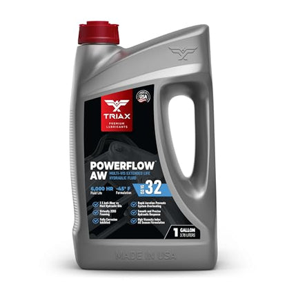 TRIAX Powerflow AW 32 Multi-Viscosity HLP Hydraulic Oil | 6,000 Hour Extended Life | Triple Anti-Wear | True All Season | Pour Point Down to -40F | Virtually Zero Foaming (1 Gallon) - size: 1 Gallon