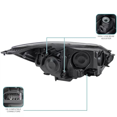 Headlights Assembly w/Bulbs Set For 2012-2014 Ford Focus Black Housing - color: For 2012-2014 Focus