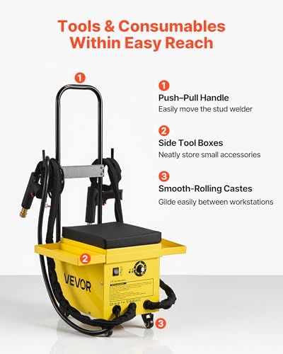 VEVOR 4.5KW Professional Stud Welder Dent Repair Kit with 2 Welding Guns & 6 Modes, All in One Dent Repair Workstation with Extended Handle, Padded Seat and Accessory Tray
