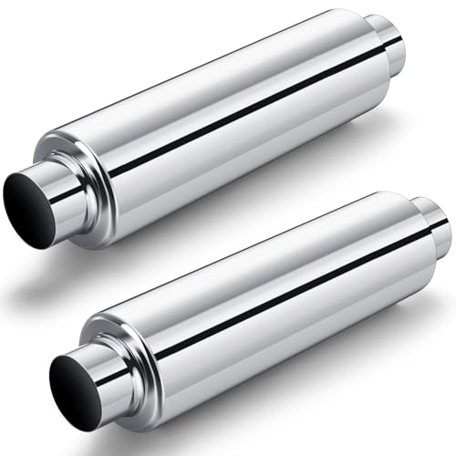 Relaxweex 2 Pcs 2.5" Inlet Exhaust Resonator, 2.5" Inlet 2.5" Outlet 19" Overall Length Muffler Resonator Stainless Steel(Silver) - color: Silver, size: 2.5" Inlet 19" Overall Length