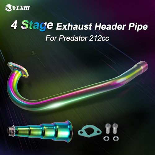 Upgraded 4 Stage Exhaust Header Pipe,For Predator 212cc 196cc Engine - color: 3-bend Colorful, size: Exhaust tip 2