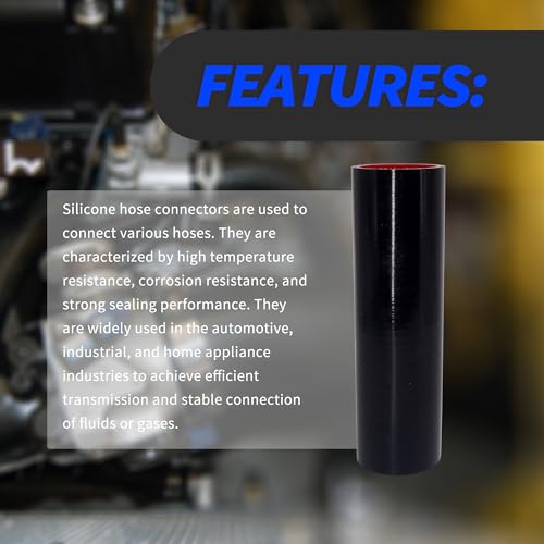 2" ID (51mm) Straight Silicone Hose Coupler 8" Long, 5mm Thick - size: ID 2" (51mm) Straight