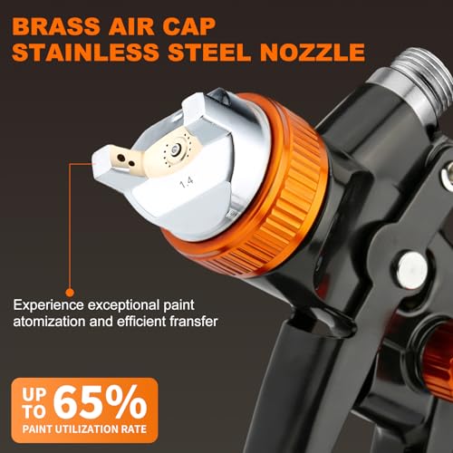 819 HVLP Air Spray Gun Kit with 1.4/1.7/2.0mm Nozzles - size: plastic cup