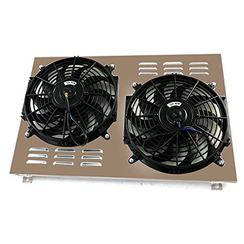 Aluminum Radiator Shroud+2x12 Fans Compatible with Chevy Chevelle El Camino Pontiac GTO 1968-1972 1969 70 71 w/Relay Wiring Harness