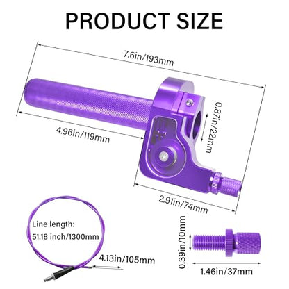 Universal CNC Quick Twist Throttle Kit with Cable for 7/8" Bars - Fits CRF50 70 110 125 230 250, KLX, XR, Pit & Dirt Bike, ATV, Mini Bike (CT200U) (Style -B, Purple) - color: Purple, style: Style -B
