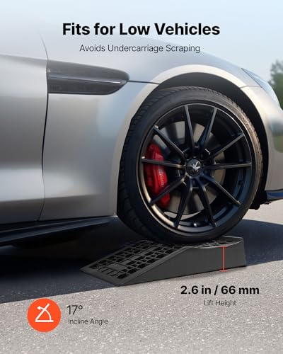 VEVOR Car Ramps, 2 PCS 20000 lbs GVW Capacity, 2.6 in Lift Height, Portable Low Profile Car Service Ramps for Home Garage Maintenance & Oil Changes, Heavy Duty for Low Chassis Vehicle & Support Jack