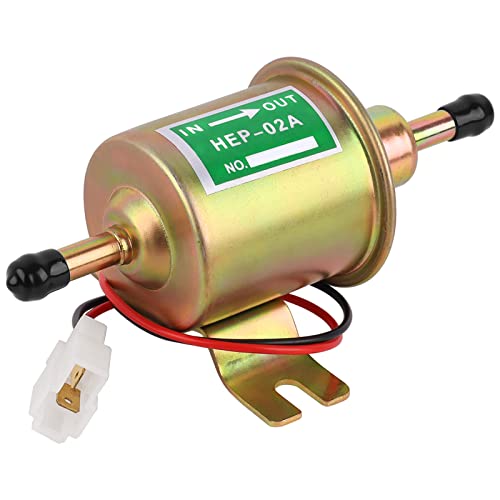 12V General Purpose Electric Fuel Pump, Low Pressure 2.5-4 PSI Inline, Gasoline Diesel Engine Gasoline Transfer Fuel Pump for Carburetor Lawn Mower Boat Carter HEP-02A