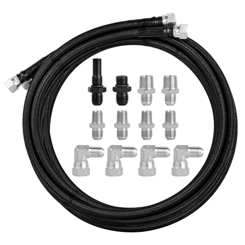 MuHize 70 Inch AN-6 Transmission Cooler Line Kit Stainless Steel Braided - size: 70 Inch-Black