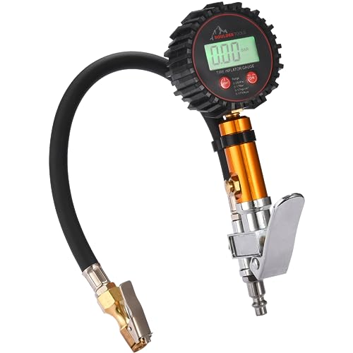 Boulder Tools Tire Pressure Gauge with Inflator - Digital Tire Pressure Gauge, 0-250 PSI Heavy Duty Tire Inflator Gauge with Air Chuck Lock & Bleed Valve, Air Compressor Accessories - style: Tire Pressure Gauge