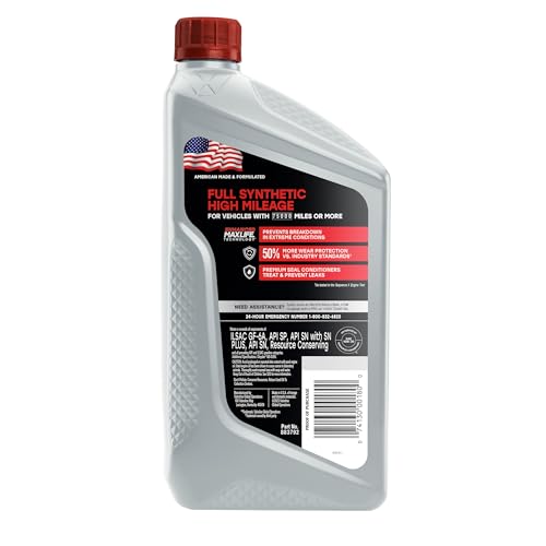 Valvoline Full Synthetic High Mileage with MaxLife Technology 10W-30 Motor Oil 1 QT - size: 1 qt (Pack of 1), style: Full Synthetic High Mileage
