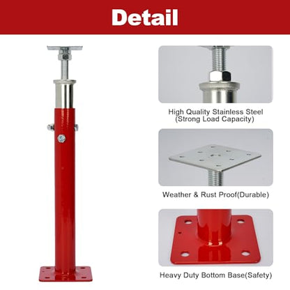 2 PCS Adjustable House Jacks Post for Leveling, 19"-36"(1'7"-3'), Red - color: Red