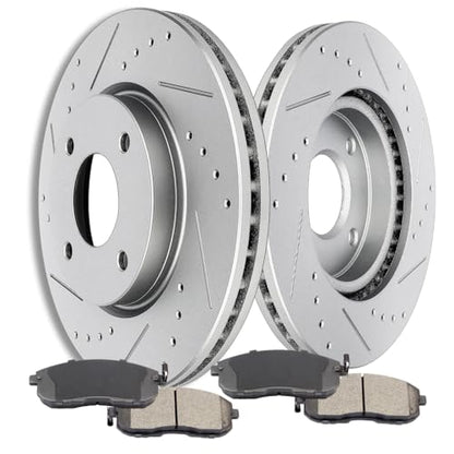 SCITOO Front Brake Kits Drill & Slotted Brakes Rotor Brakes Pads:D815;31463 - size: Front 31463-Slotted + D815 [2+4PCS]