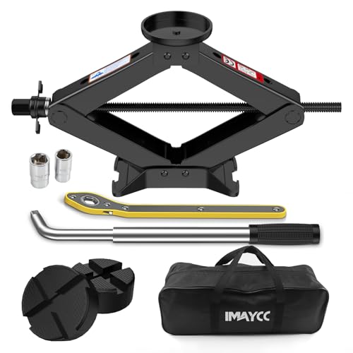 Scissor Jack 3 Ton, 4.1"-18.3" Lifting Car Jack, Heavy Duty Car Jack Kit, Portable Tire Changing kit with Lug Wrench, Tire Jack Tool for Car SUV MPV - color: Black
