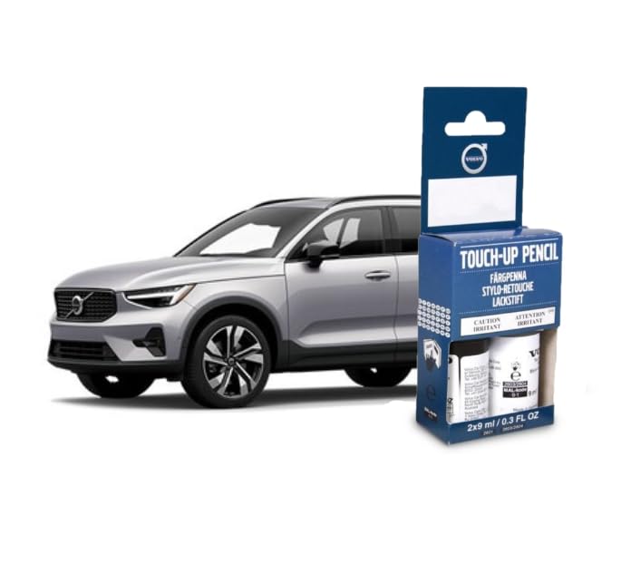 Volvo Touch Up Paint Pen, Includes Base Coat and Clear Coat, 2 x 9 ml (0.3 fl oz), OEM Factory Original (735 Silver Dawn Metallic) - color: 735 Silver Dawn Metallic