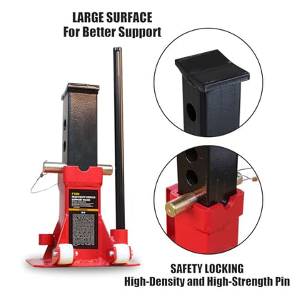 Big RED Torin 7 Ton Heavy Duty Jack Stands: Pin Style Jack Stand with 2 Casters and Handle, Easily Portable Car Stand for SUV, Trucks and Pick Ups - Red - size: 7 ton, style: Deluxe Base