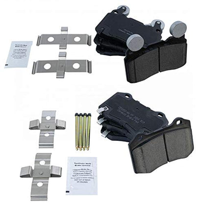 TRQ Front and Rear Ceramic Brake Pad Set - color: Ceramic, size: BKA12032