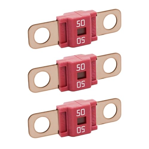 3PCS AMI/Midi Fuse, High Current 50A, Bolt-on Fuse Universal for Cars, Trucks, Construction Vehicles, Agricultural Machinery, Caravans, Passenger Cars, Electrocar Golf Cart (50A) - color: 50A