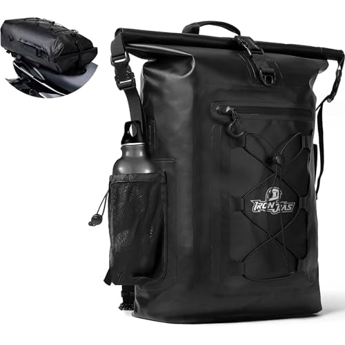 Grapelet Motorcycle Sissy Bar Bag, Waterproof Roll-Top Dry Backpack 35L