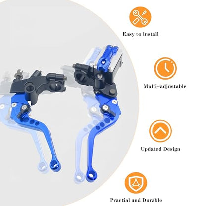 Universal Motorcycle 7/8" 22mm Handlebar Brake Master Cylinder Clutch Lever CNC Left & Right Set Compatible with Honda Kawasaki Suzuki Yamaha（ Piston Diameter 12.7mm (Blue) - color: Blue