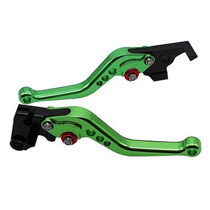 FXCNC CNC Aluminum Short Adjustable Brake Clutch Levers Compatible with YFM700 Raptor 700 R 2008-2022, YFZ450 YFZ450R YFZ450X 2008-2020, YFM250 2008-2013, Raptor 250R 2011 - color: Green Lever with Red Adjuster