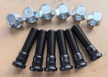 6pcs 9/16"-18 x 2.32 in. UHL Length 0.622 in. Knurl Press-in Wheel Studs with Lug Nuts Replacement for 5,200 to 7,000-lb. Trailer Axle Trailer Hub