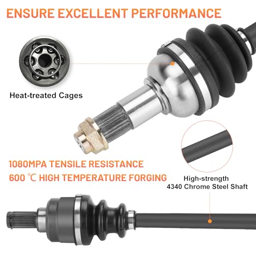 Rear Left & Right CV Axle Shaft with Wheel Bearing for Yamaha Grizzly 550 700 2007-2014, Kodiak 450 2018-2021 28P-2510F-00-00, 28P-2518E-10-00, 28P-2530V-00-00 - size: 1 pair - rear axle & bearing