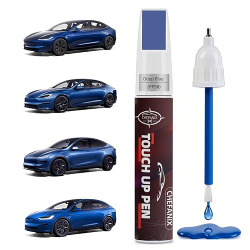 Touch Up Paint Pen for Tesla Model 3/Y/S/X (Deep Blue Metallic(PPSB))–Exact Color Match Car Paint Scratch Repair, 2-in-1 Brush & Pen, DIY Chip & Scratch Fix,Automotive Scratch Repair Pen - color: Deep Blue Metallic(PPSB)