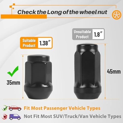 MIKKUPPA M14x1.5 Wheel Lug Nuts, Black 24PCS Short Style Tire Nuts - color: Black, size: M14x1.5