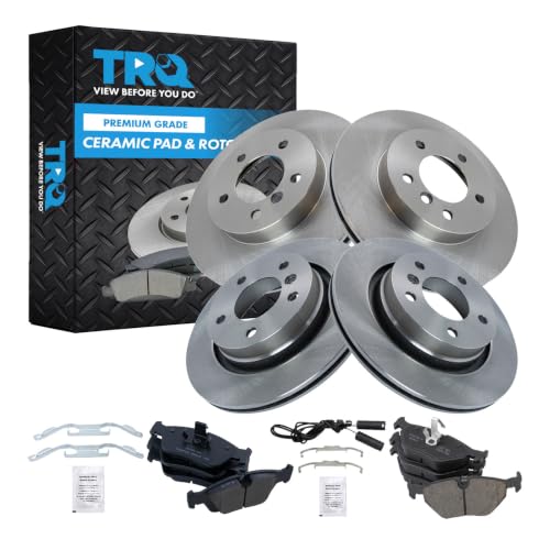 TRQ Front and Rear Brake Pad and Rotor Set Ceramic Vented Solid Rotors - style: BKA11214
