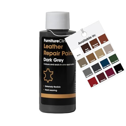 Furniture Clinic Leather Repair Paint, Color and Finish, Dark Grey - color: Dark Grey, size: 50ml / 1.7oz