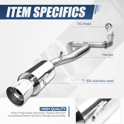 Auto Dynasty 4 Inches Round Muffler Tip Catback Exhaust System Compatible with Mitsubishi Eclipse 2.4L l4 00-05 - color: Round Tip