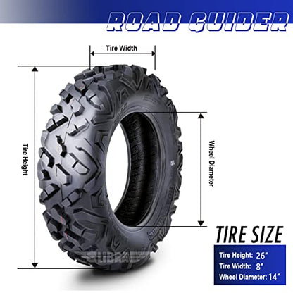 ROADGUIDER Set of 2 ATV UTV Tires 26x8-14 26x8x14 6PR All Terrain 10317 - size: 26x8-14