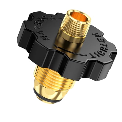 1PCS POL Propane Gas Tank Adapter Plug with Excess Flow to 1/4 Inch NPT Male Pipe Thread Fitting, 5-100 lb Propane Tank Connector Propane Adapter Fitting for Propane Hose, Regulator - 100% Solid Brass - size: POL-1PCS