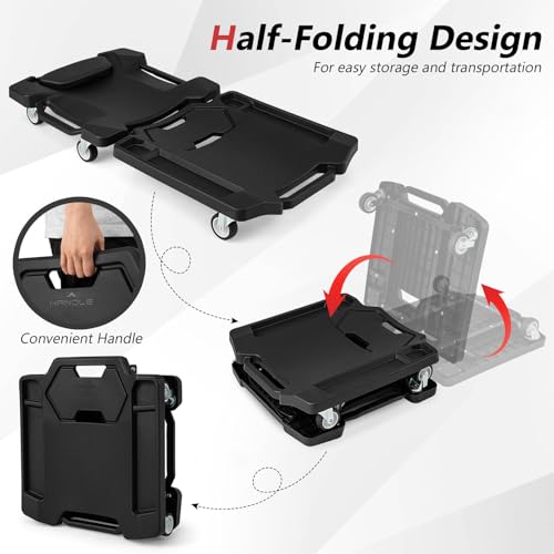 43" Foldable Mechanic Creeper, Heavy Duty Rolling Garage Creeper with Padded Headrest & Tool Trays, Low Profile Automotive Creeper for Garage, Shop & Auto Work Repair, 350 lbs Capacity