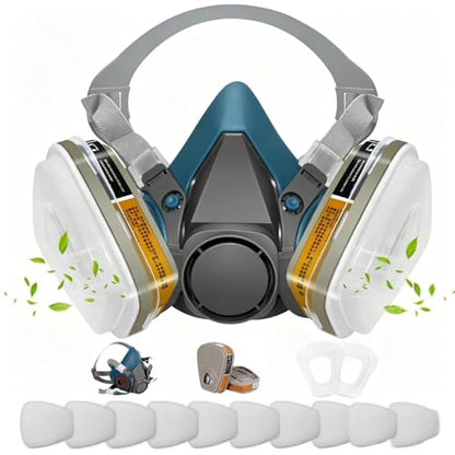 Blue Half Facepiece for Painting, Sanding, Polishing, Woodworking, Epoxy Resin Work, Paint Facepiece for Painters