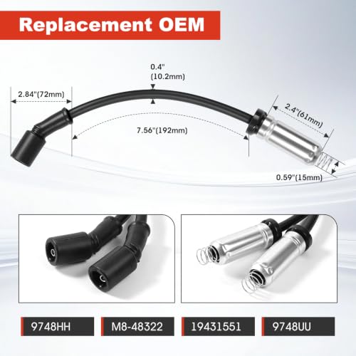 10.2mm High Performance Spark Plug Wire Set Compatible with 1999-2013 Chevy Silverado, GMC Sierra, Tahoe, Suburban, Yukon, Avalanche 4.8L 5.3L 6.0L 6.2L V8, Replaces 9748HH M8-48322
