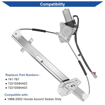 Obaee Window Regulator with Motor Front Right Passenger Side, OE 741-767 - size: Front Right Passenger Side