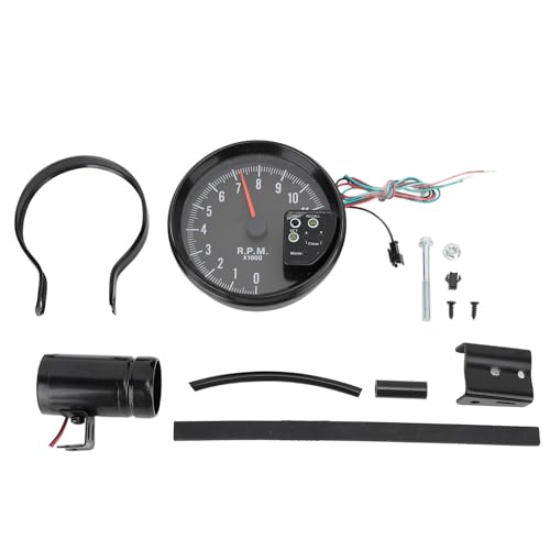 12V 5in Car Tachometer with LED Shift Light 7 Color Display 11 RPM Clear Lens Installation Package for 4 6 8 Cylinder Vehicles