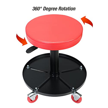 Big RED Pneumatic Rolling Mechanic Stool, Low Profile - style: 6201