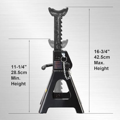 Torin 3 Ton (6,000 LBs) Capacity Double Locking Steel Jack Stands, 2 Pack, Black, AT43002AB - size: 3 TON, style: Double Locking
