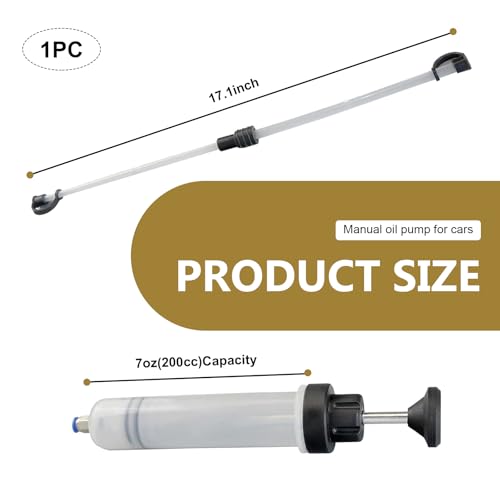 200cc Fluid Extractor Pump, Anti-breakage Plastic Manual Vehicle Filler, Sealed Anti-Splash Tubing-type Oil Suction Pump, Automotive Oil Syringe (White)