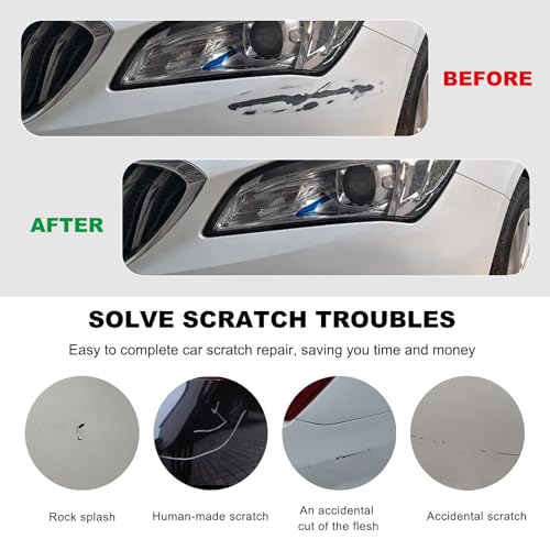 Car Touch Up Paint, 2-in-1 Color Accurate Paint Pen Lasting Auto Scratch Remover, Quick Drying Automotive Touch-up Paint Fill Pen for Most Vehicles, Universal Car Accessories (White) - color: White
