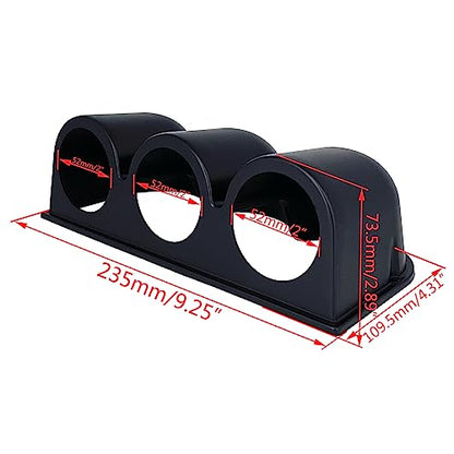 Black Universal 2" 52mm Triple 3 Hole Dash Gauge Console Dashboard Pod Holder - size: SHORT