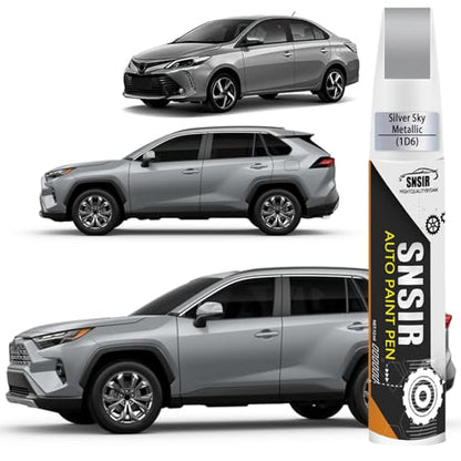 Car Touch up Paint(1D6 Silver Sky Metallic) Compatible with Toyota, Car Paint Pen Scratch Repair Two-In-One Touch Up Paint, Premium Car Scratch Remover for Deep Scratches - color: Silver Sky Metallic(1D6) for 2025 RAV4/2025 RAV4 Hybrid/2025 RAV4 Plug-in H