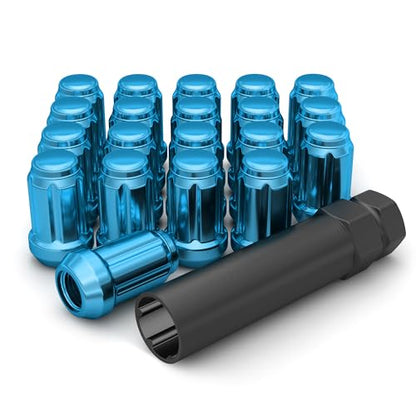 White Knight 3804BLT-20AM 1/2"-20 Blue 6 Spline Lug Nut with Key, 20 Pack (for AFTERMARKET Wheels with Smaller 0.80" Diameter Seating) - color: Blue