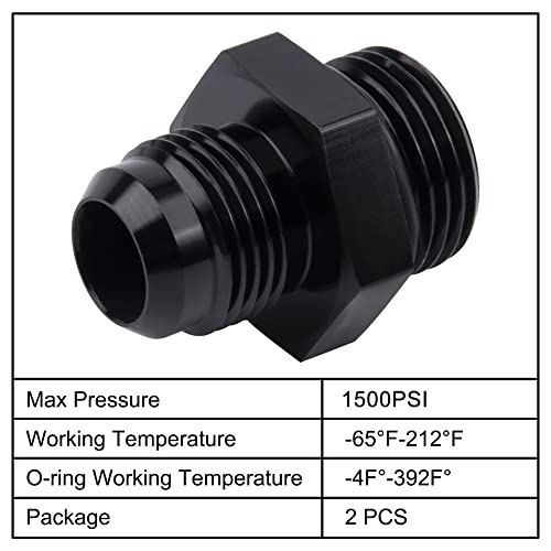 EVIL ENERGY 8AN Flare to AN10 ORB Male O-Ring 2PCS Fitting Adapter - size: 10AN ORB to 8AN